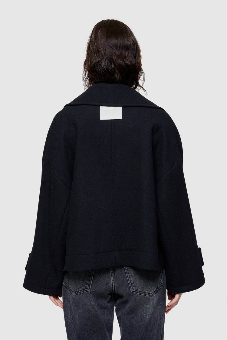 Oof Wear CAPPOTTO CORTO 9268 IN PANNO DI LANA - BLU NOTTE