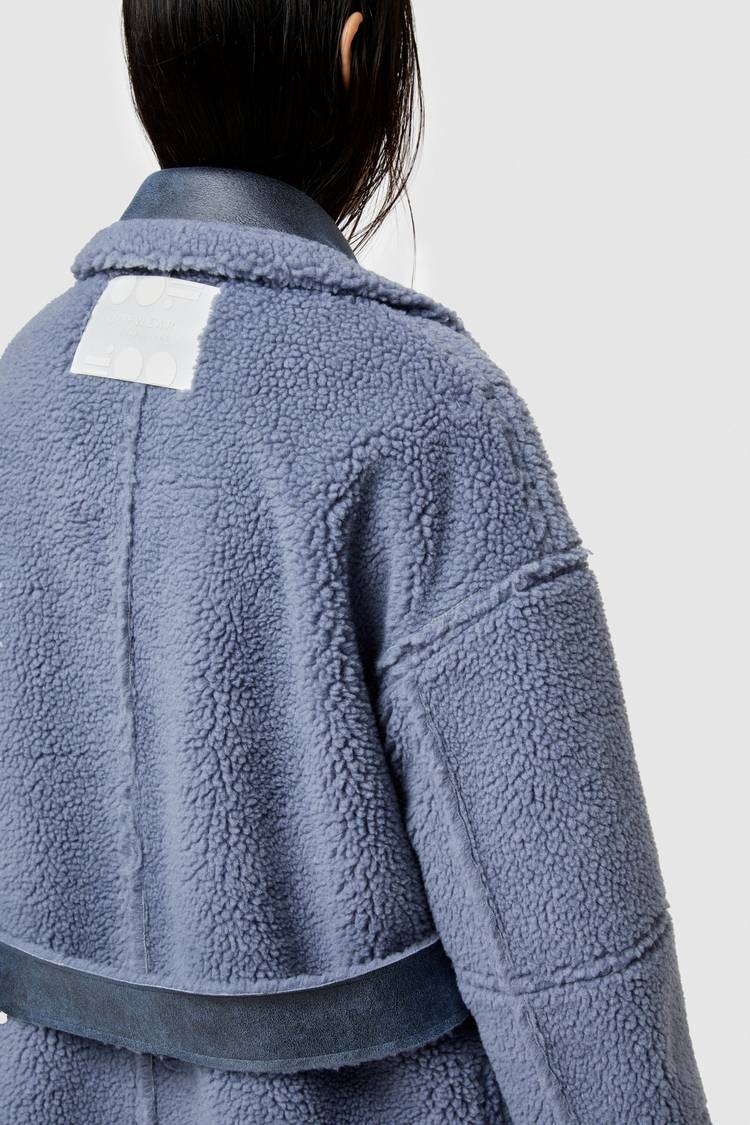 Oof Wear CAPPOTTO LUNGO REVERSIBILE 9263 IN ECO-MONTONE - CERULEO/CARTA DA ZUCCHERO