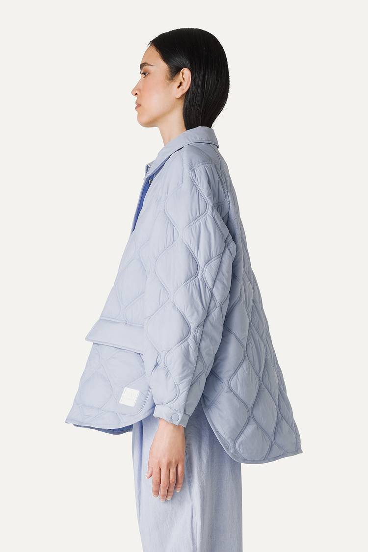 Oof Wear GIACCA A CAMICIA OVER IN NYLON LEGGERO TRAPUNTATO 9222 - CIELO