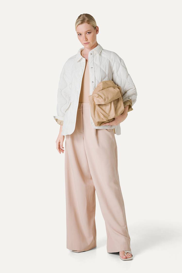 Oof Wear GIACCA A CAMICIA OVER IN NYLON LEGGERO TRAPUNTATO 9222 - BURRO