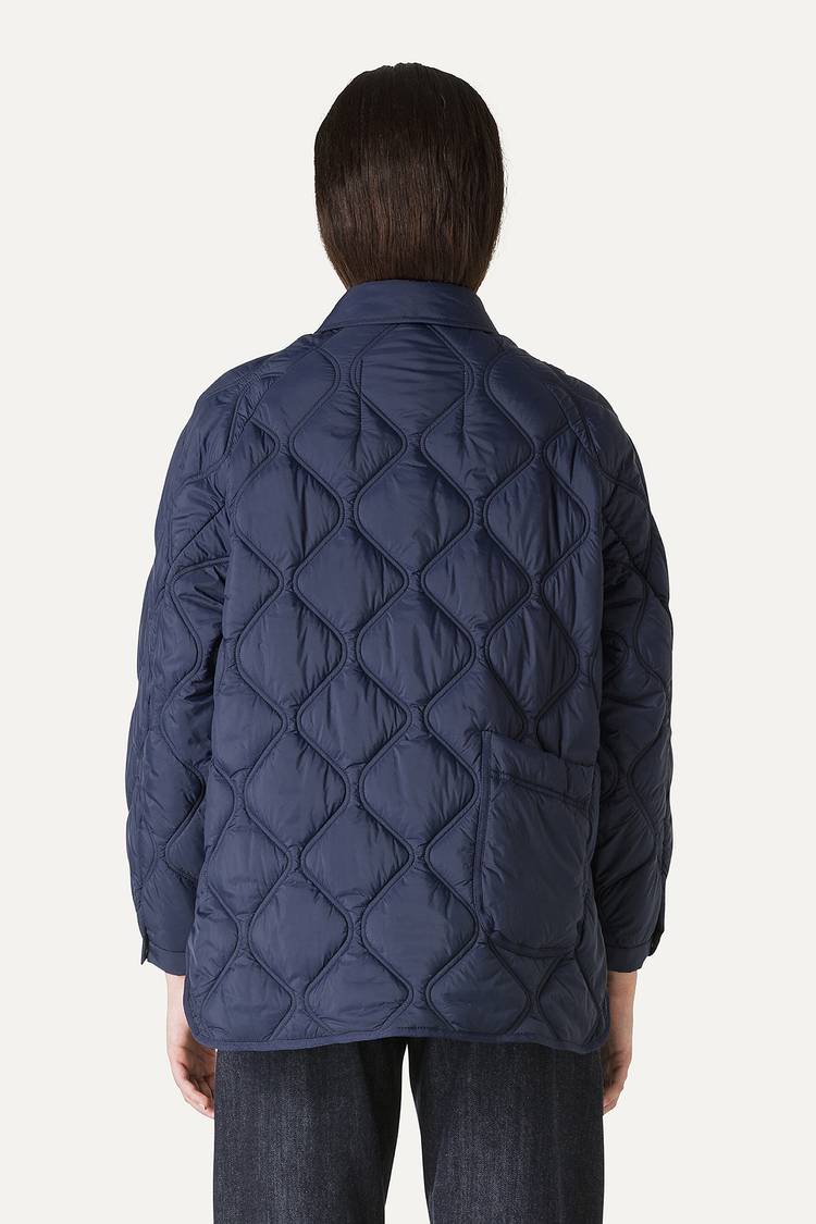 Oof Wear GIACCA A CAMICIA OVER IN NYLON LEGGERO TRAPUNTATO 9222 - BLU NOTTE