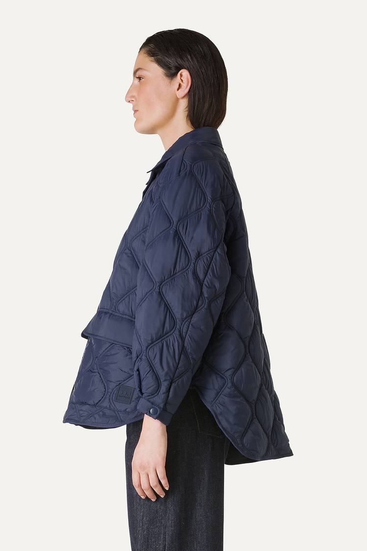 Oof Wear GIACCA A CAMICIA OVER IN NYLON LEGGERO TRAPUNTATO 9222 - BLU NOTTE