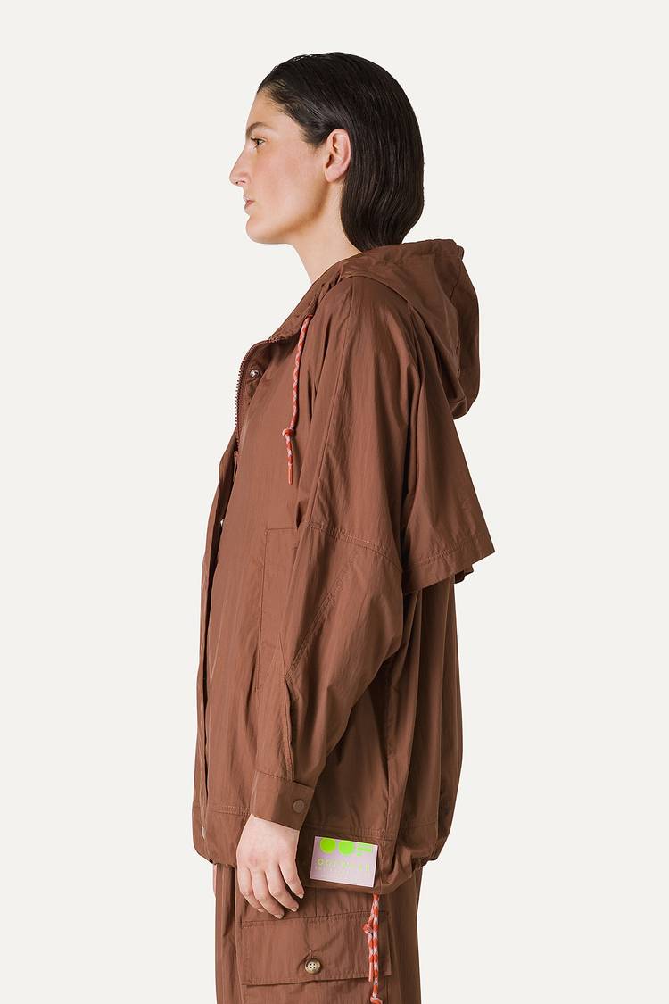 Oof Wear GIACCA CON CAPPUCCIO OVER IN NYLON 9206 - CIOCCOLATO