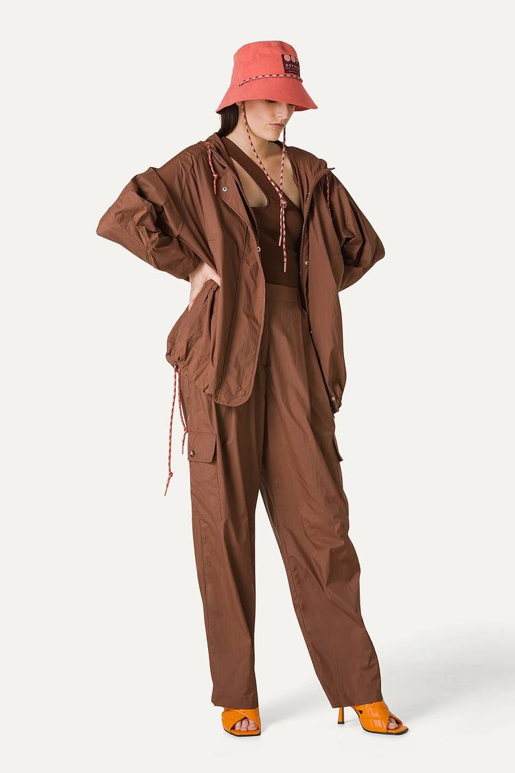 Oof Wear GIACCA CON CAPPUCCIO OVER IN NYLON 9206 - CIOCCOLATO