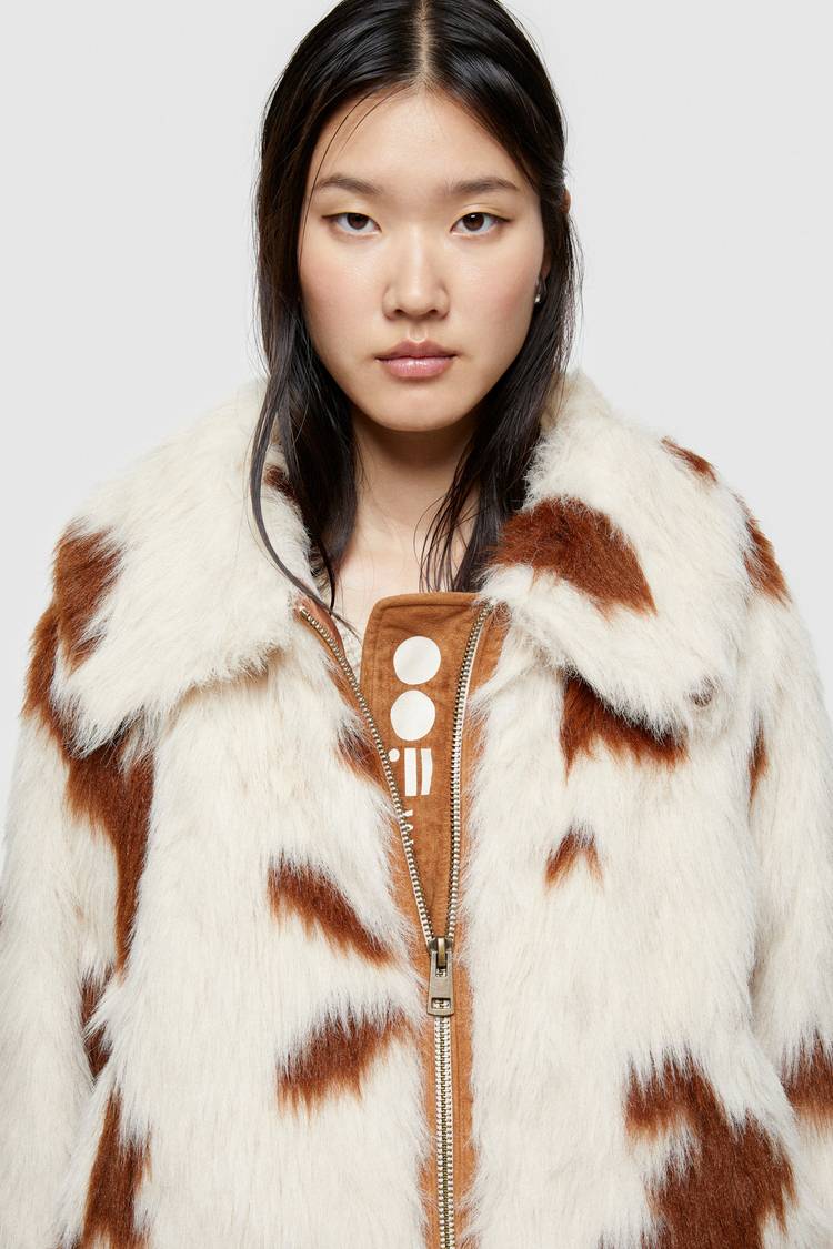 Oof Wear GIACCA CORTA 9258 IN PELLICCIA SINTETICA - NATURALE/MARRONE