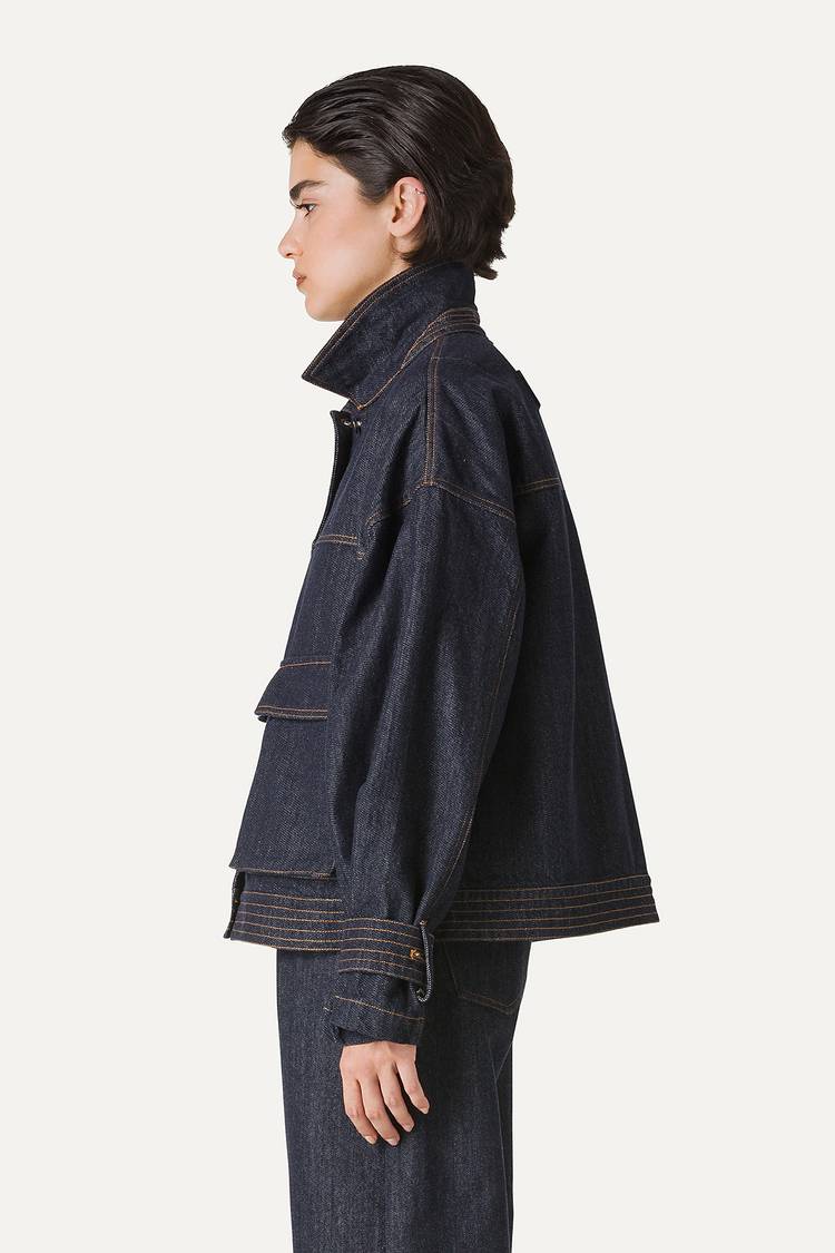 Oof Wear GIACCA CORTA IN DENIM LAVATO 9205 - BLU SCURO