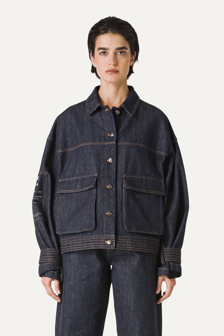 Oof Wear GIACCA CORTA IN DENIM LAVATO 9205 - BLU SCURO