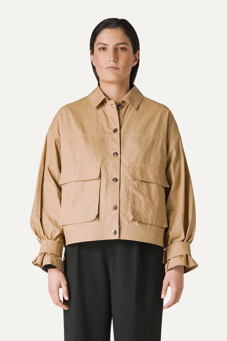 Oof Wear GIACCA CORTA IN GABARDINA DI COTONE LEGGERO 9205 - NATURALE