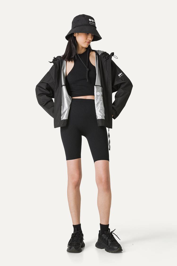 Oof Wear GIACCA CORTA IN NYLON CON INTERNO ARGENTO 9214 - NERO