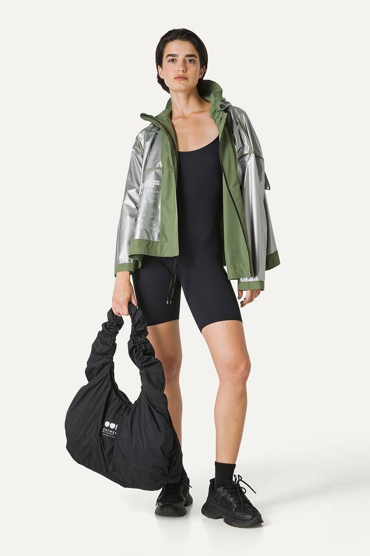 Oof Wear GIACCA CORTA IN NYLON CON INTERNO ARGENTO 9214 - VERDE OLIVA