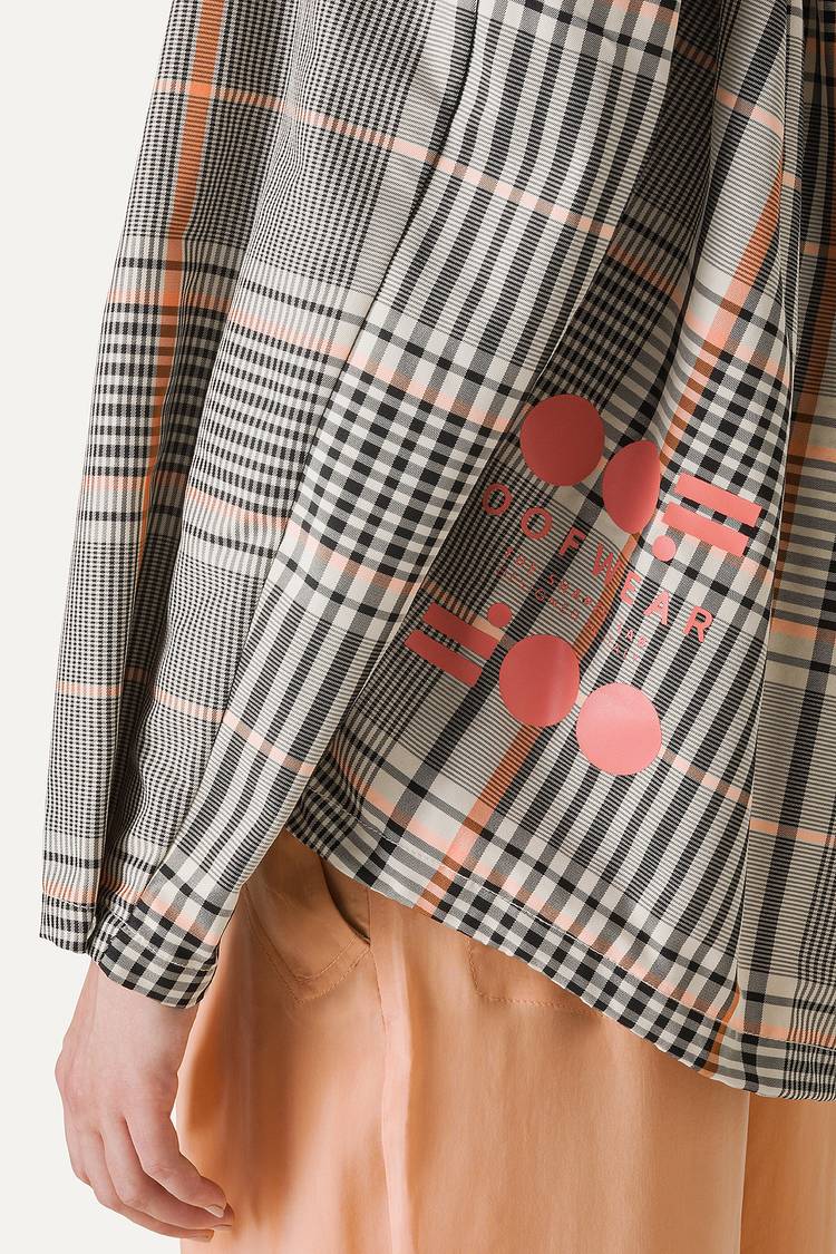 Oof Wear GIACCA CORTA IN NYLON MEMORY CON ARRICIO SULLA SCHIENA A DISEGNO CHECK 9139 - ARANCIO/CREMA