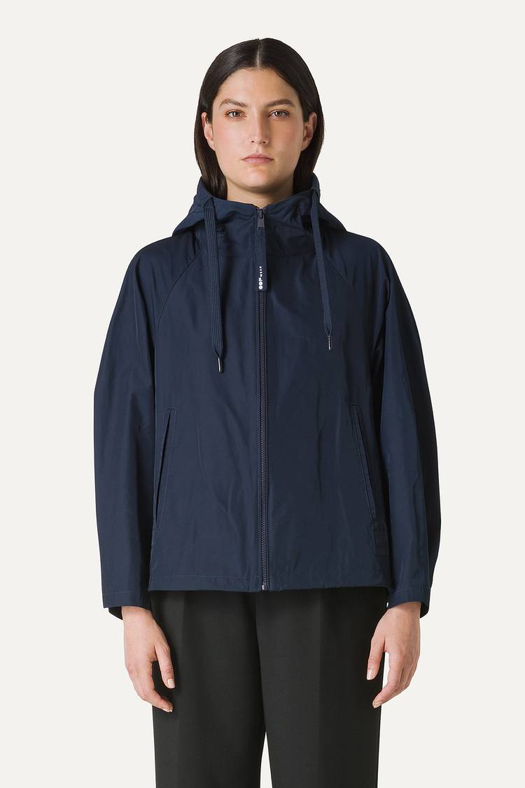 Oof Wear GIACCA CORTA IN NYLON MEMORY CON ARRICIO SULLA SCHIENA 9139 - BLU NOTTE