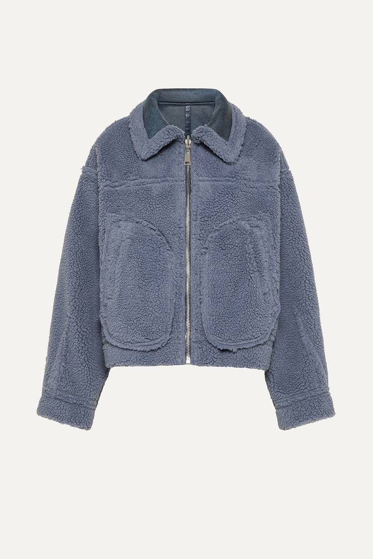 Oof Wear GIACCA CORTA REVERSIBILE 9262 IN ECO-MONTONE - CERULEO/CARTA DA ZUCCHERO