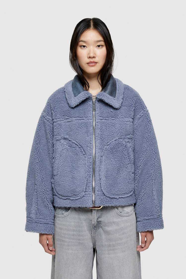 Oof Wear GIACCA CORTA REVERSIBILE 9262 IN ECO-MONTONE - CERULEO/CARTA DA ZUCCHERO