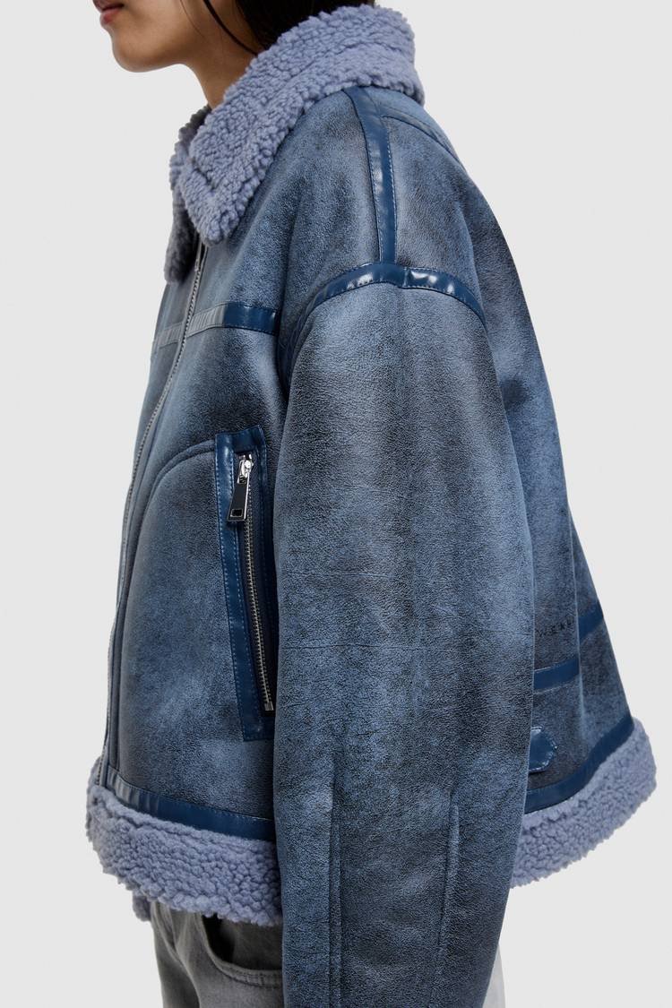 Oof Wear GIACCA CORTA REVERSIBILE 9262 IN ECO-MONTONE - CERULEO/CARTA DA ZUCCHERO