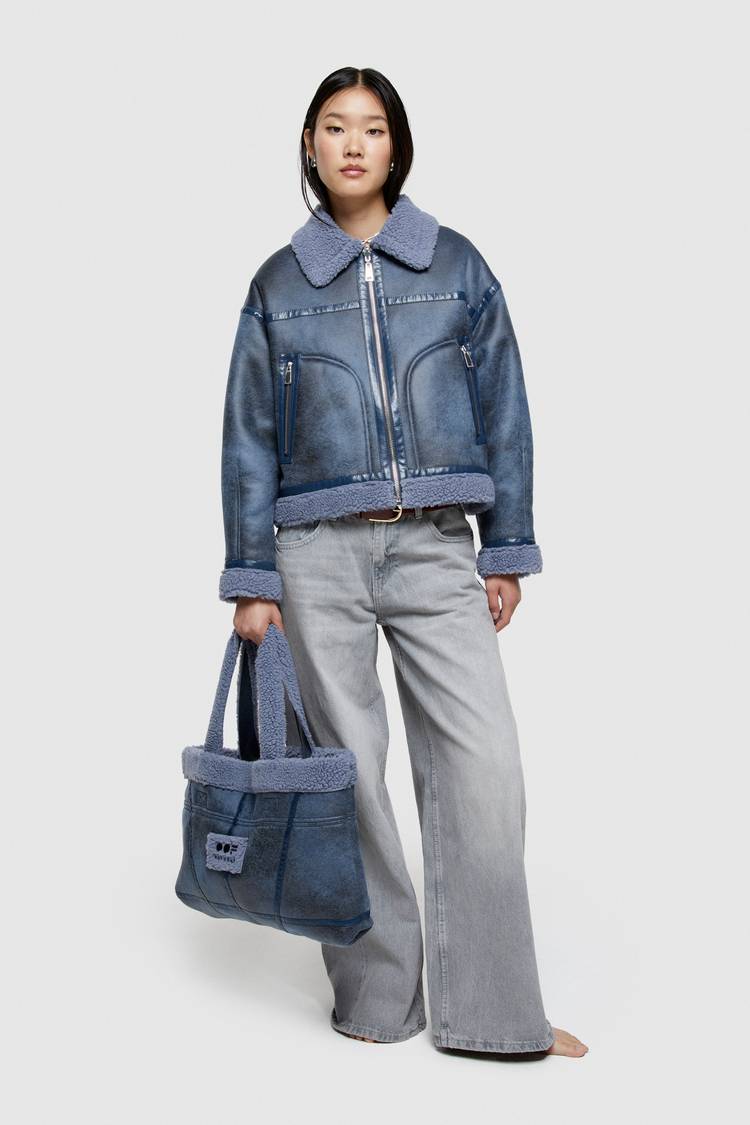 Oof Wear GIACCA CORTA REVERSIBILE 9262 IN ECO-MONTONE - CERULEO/CARTA DA ZUCCHERO