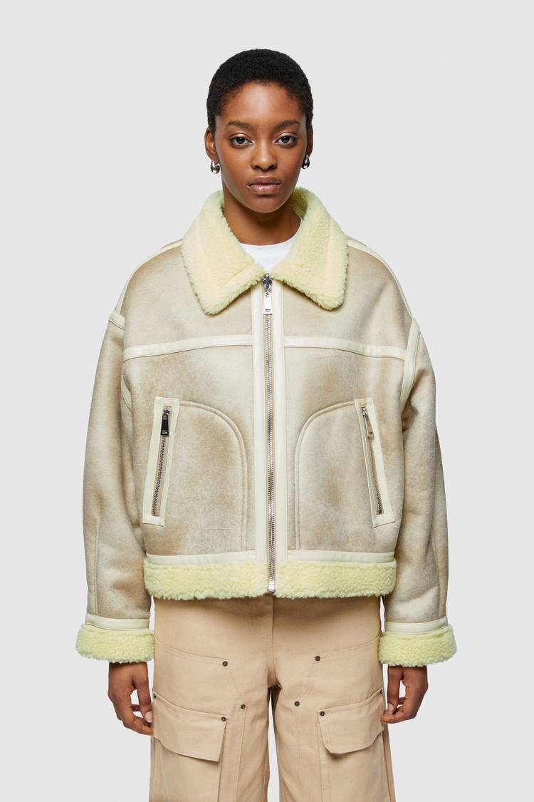 Oof Wear GIACCA CORTA REVERSIBILE 9262 IN ECO-MONTONE - GREGGIO/BANANA