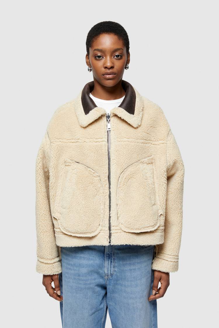 Oof Wear GIACCA CORTA REVERSIBILE 9262 IN ECO-MONTONE - MARRONE/CREMA