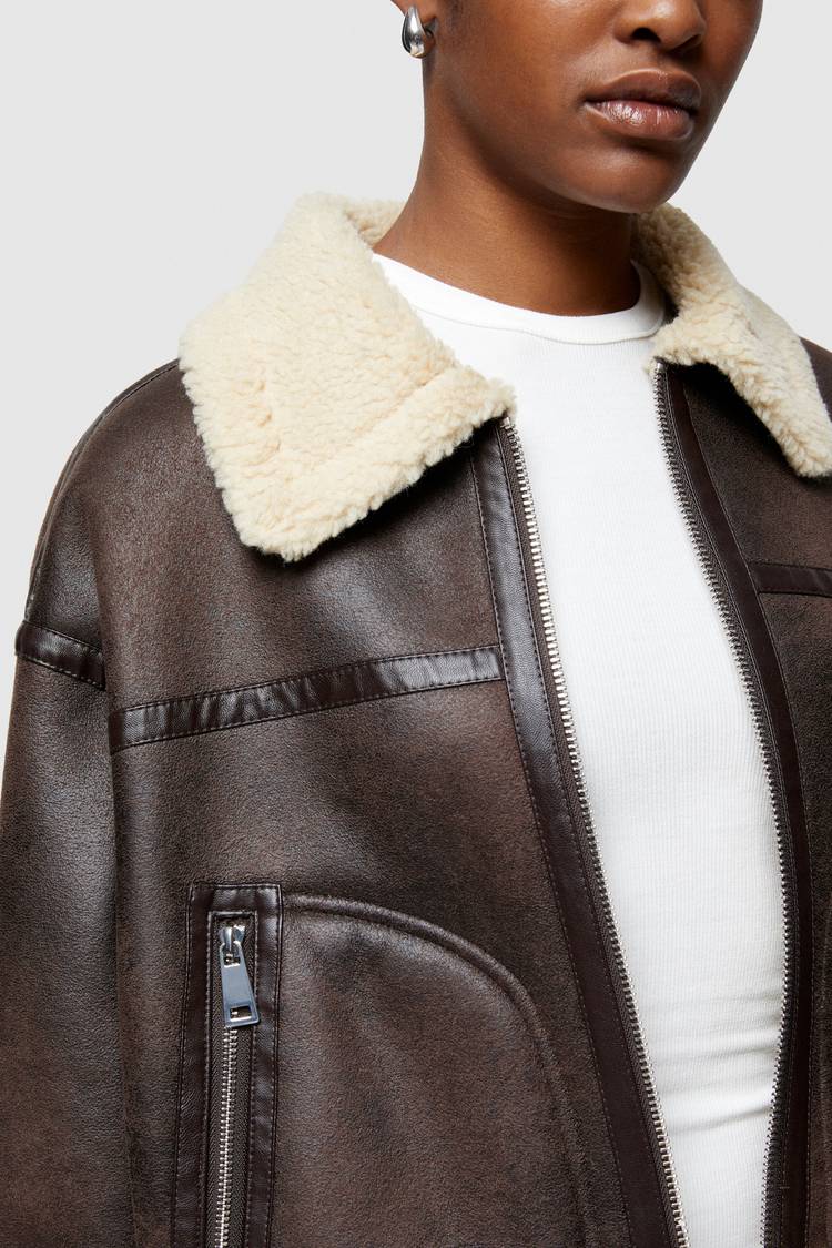 Oof Wear GIACCA CORTA REVERSIBILE 9262 IN ECO-MONTONE - MARRONE/CREMA