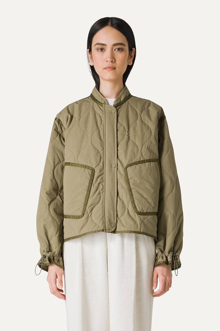 Oof Wear GIACCA CORTA SVASATA IN COTONE TRAPUNTATO 9224 - VERDE MUSCHIO