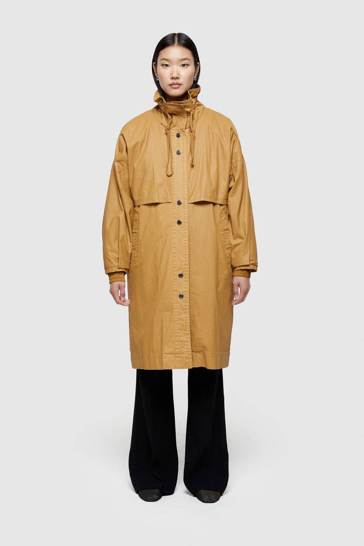 Oof Wear GIACCA LUNGA 9239 IN COTONE CERATO - CARAMELLO