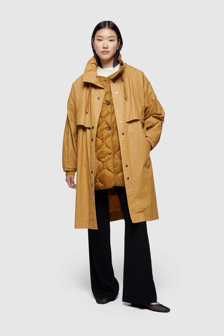 Oof Wear GIACCA LUNGA 9239 IN COTONE CERATO - CARAMELLO