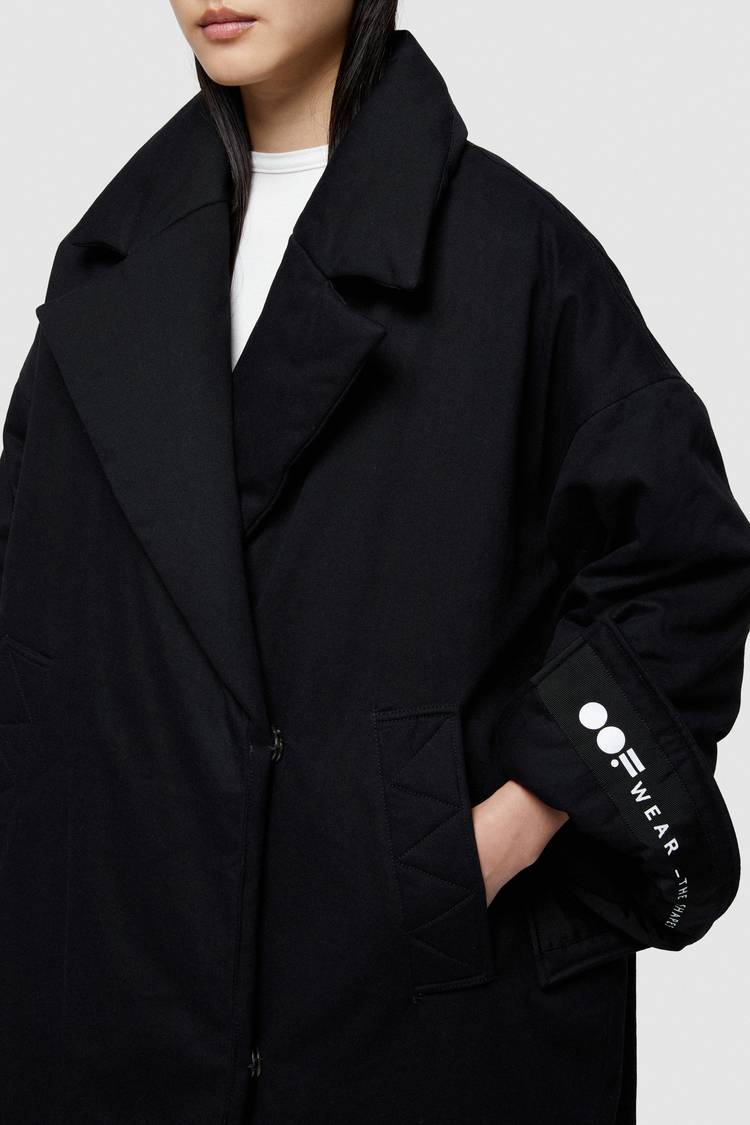 Oof Wear GIACCA LUNGA 9244 IN GABARDINA DI COTONE - NERO