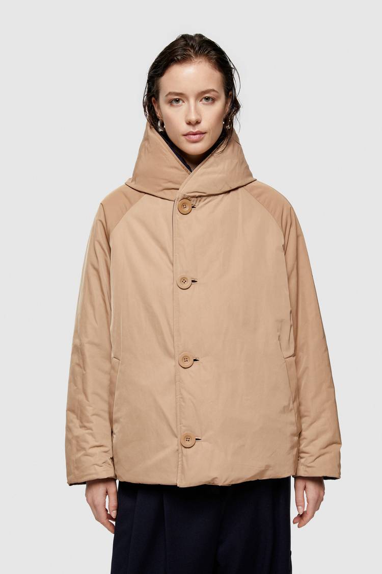 Oof Wear GIACCA REVERSIBILE 9006 IN NYLON MEMORY - BLU NOTTE/CAMMELLO