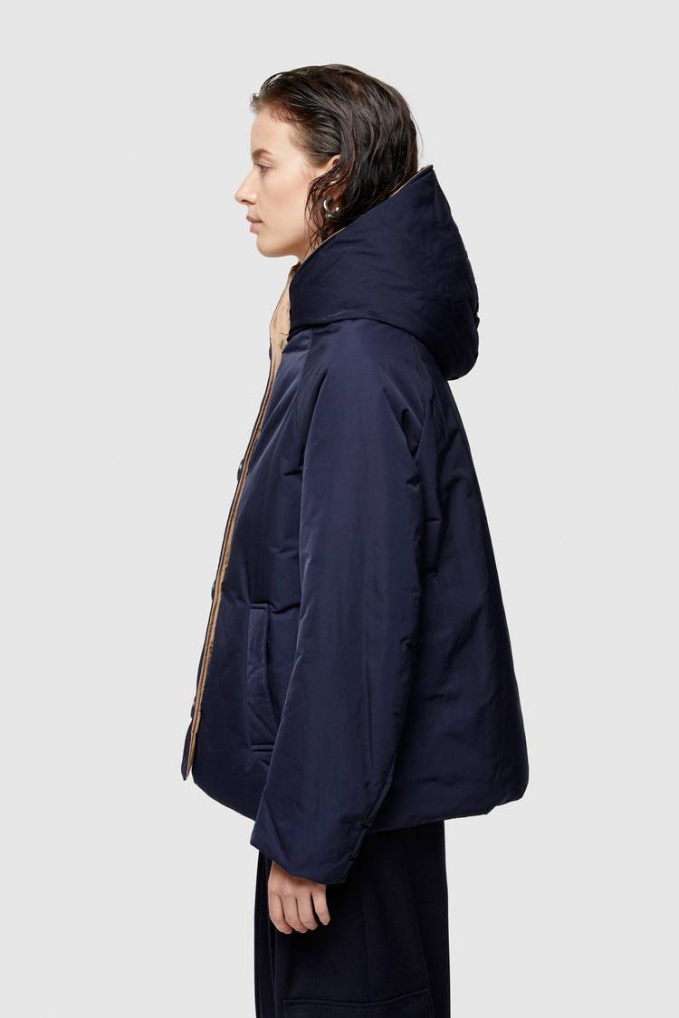 Oof Wear GIACCA REVERSIBILE 9006 IN NYLON MEMORY - BLU NOTTE/CAMMELLO