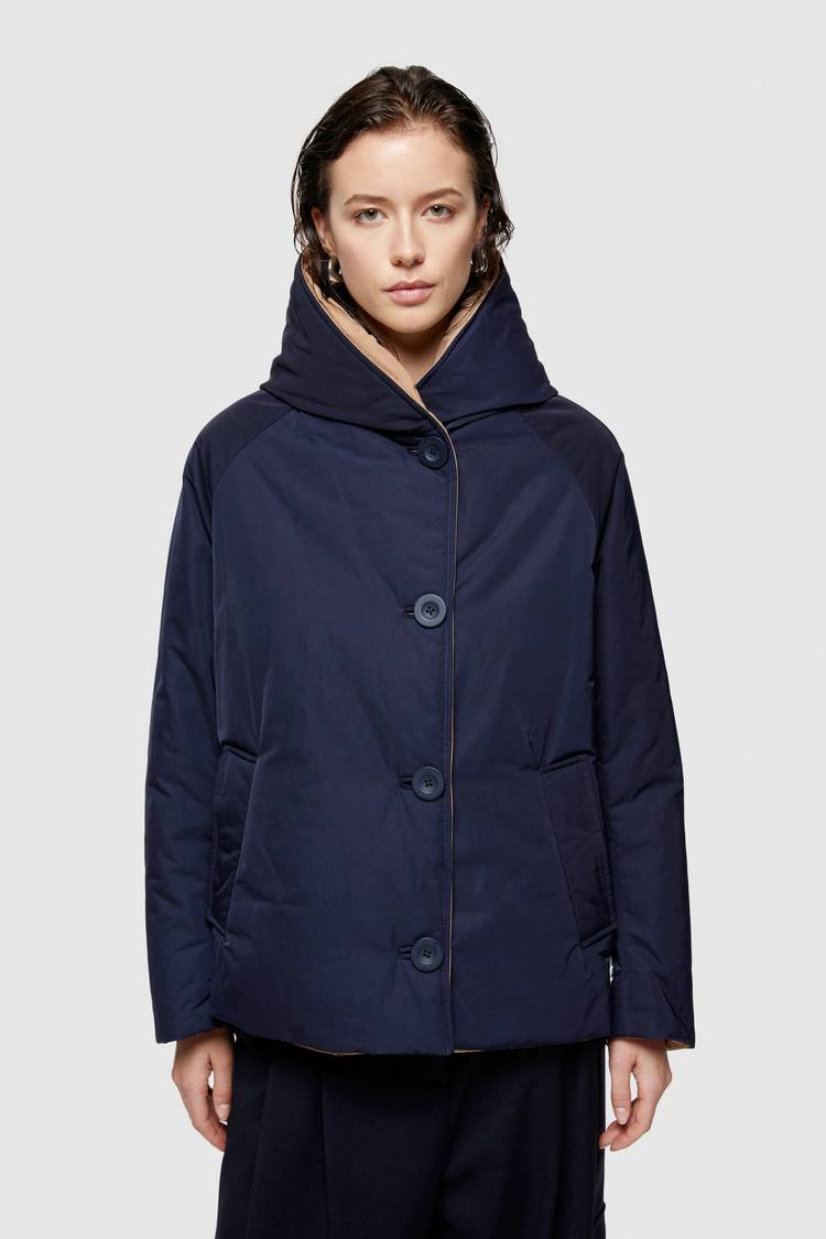 Oof Wear GIACCA REVERSIBILE 9006 IN NYLON MEMORY - BLU NOTTE/CAMMELLO