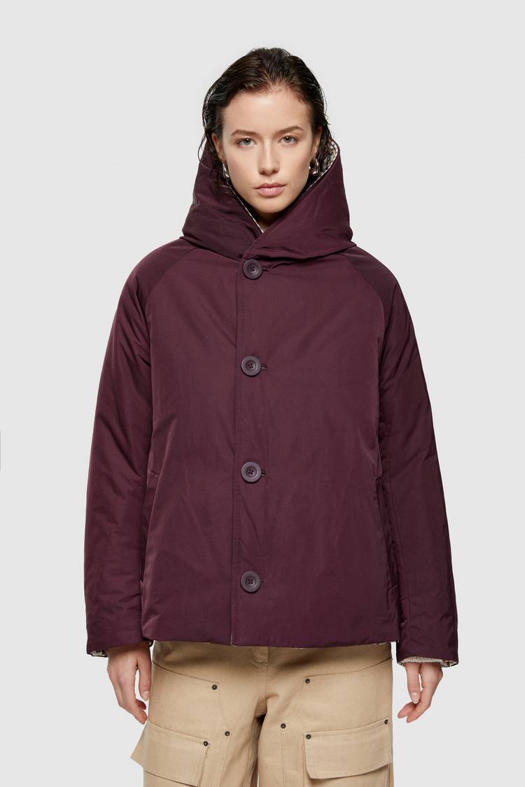 Oof Wear GIACCA REVERSIBILE 9006 IN NYLON MEMORY - MARRONE/PRUGNA