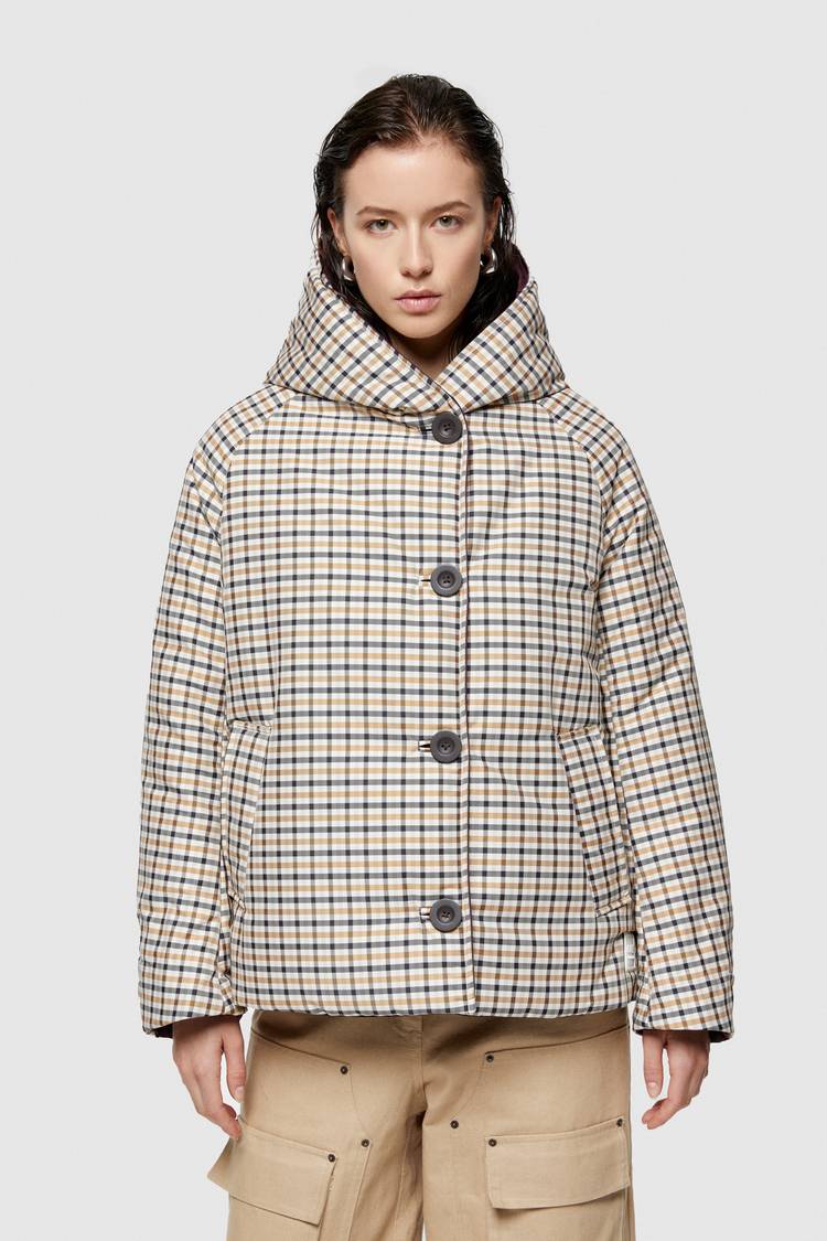 Oof Wear GIACCA REVERSIBILE 9006 IN NYLON MEMORY - MARRONE/PRUGNA