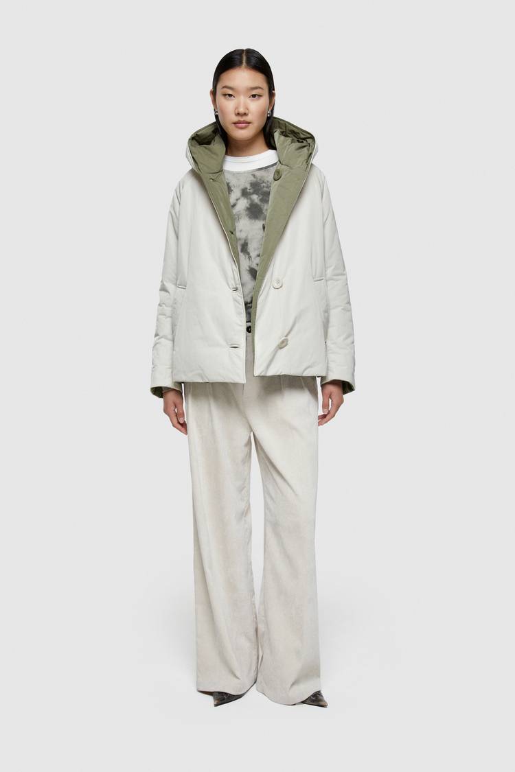 Oof Wear GIACCA REVERSIBILE 9006 IN NYLON MEMORY - PANNA/VERDE MILITARE