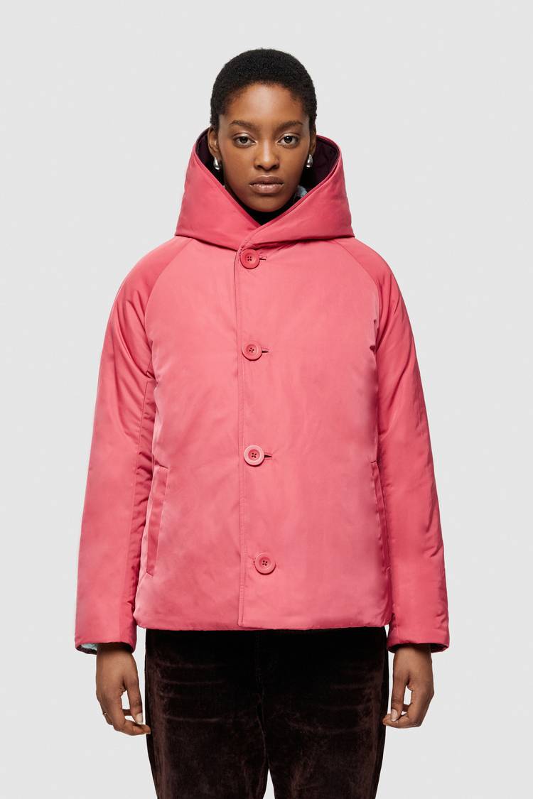 Oof Wear GIACCA REVERSIBILE 9006 IN NYLON MEMORY - PRUGNA/DUST ROSE