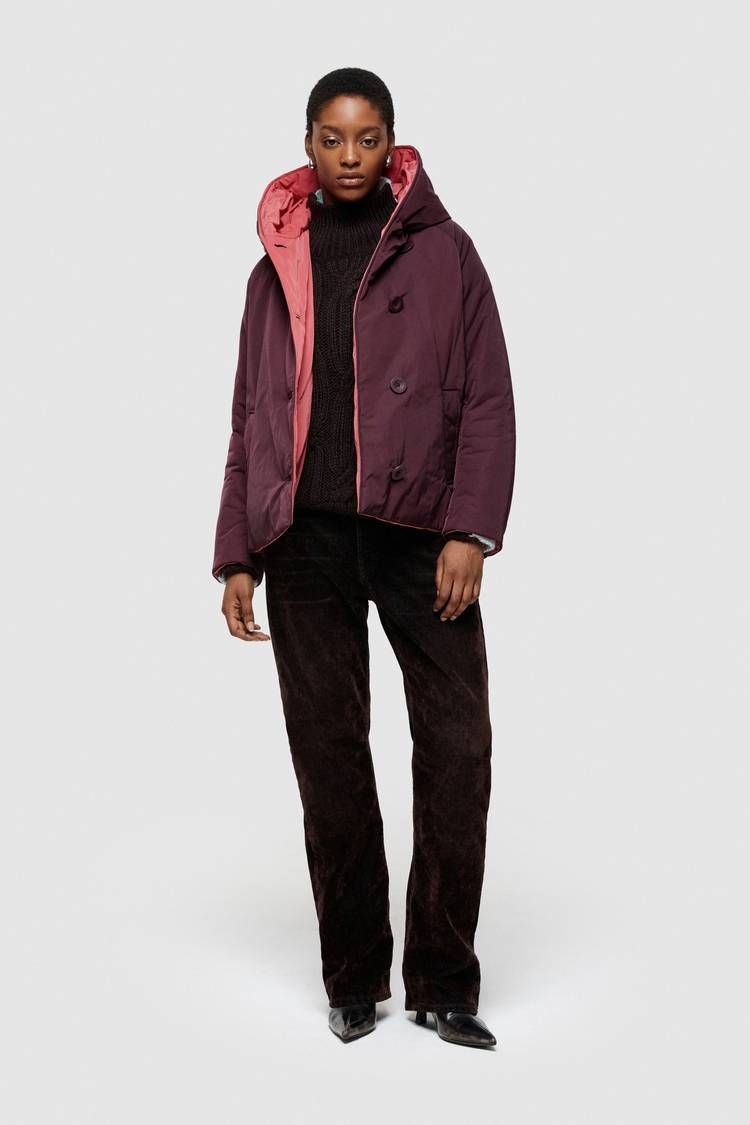 Oof Wear GIACCA REVERSIBILE 9006 IN NYLON MEMORY - PRUGNA/DUST ROSE