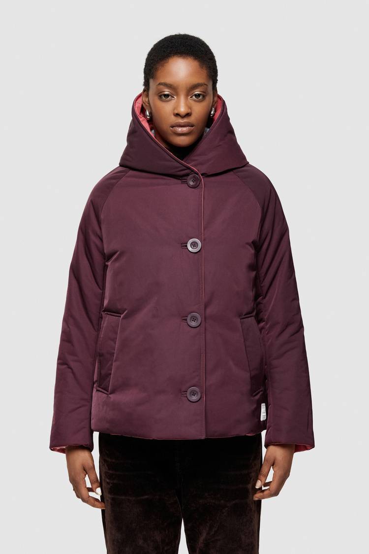 Oof Wear GIACCA REVERSIBILE 9006 IN NYLON MEMORY - PRUGNA/DUST ROSE