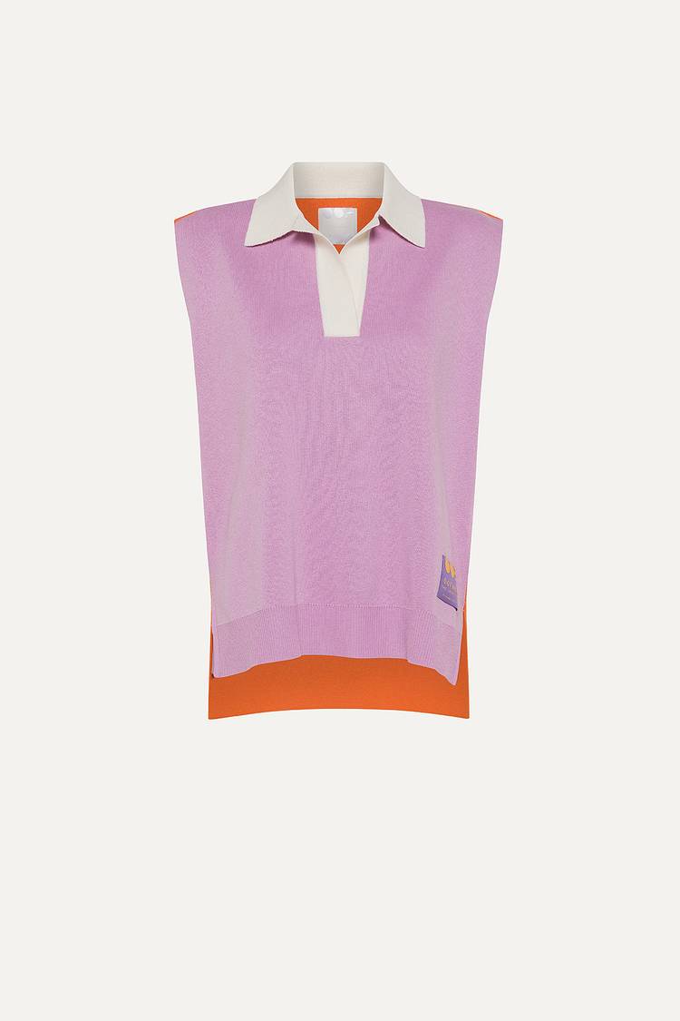 Oof Wear GILET COLORATO IN COTONE 4057 - LILLA/ARANCIO
