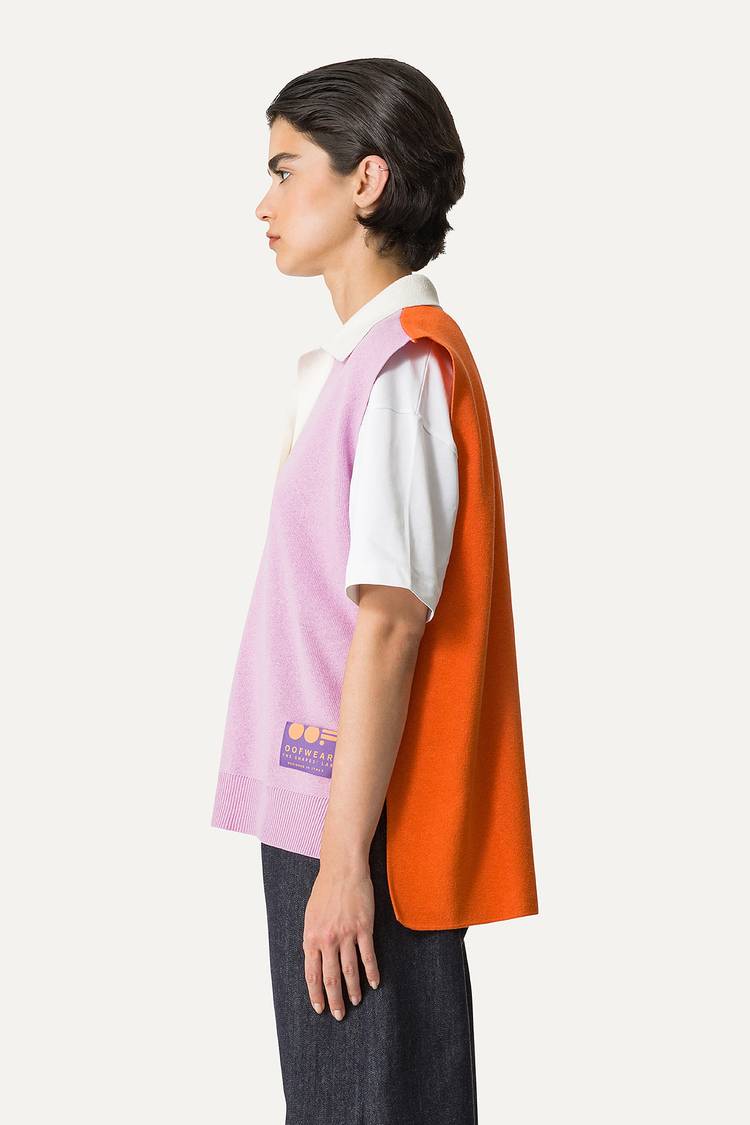 Oof Wear GILET COLORATO IN COTONE 4057 - LILLA/ARANCIO