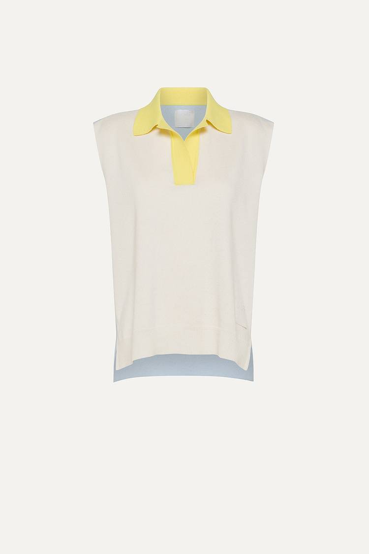 Oof Wear GILET COLORATO IN COTONE 4057 - PANNA/AZZURRO