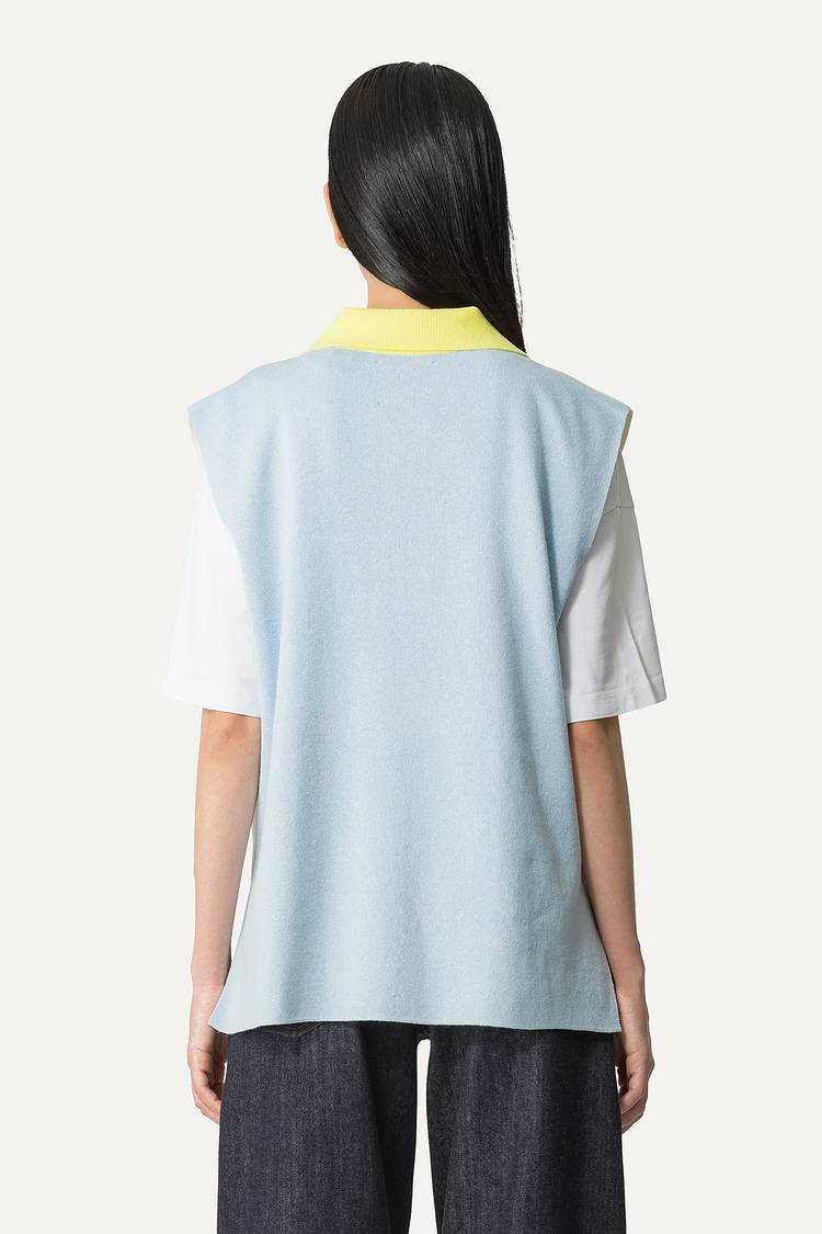 Oof Wear GILET COLORATO IN COTONE 4057 - PANNA/AZZURRO