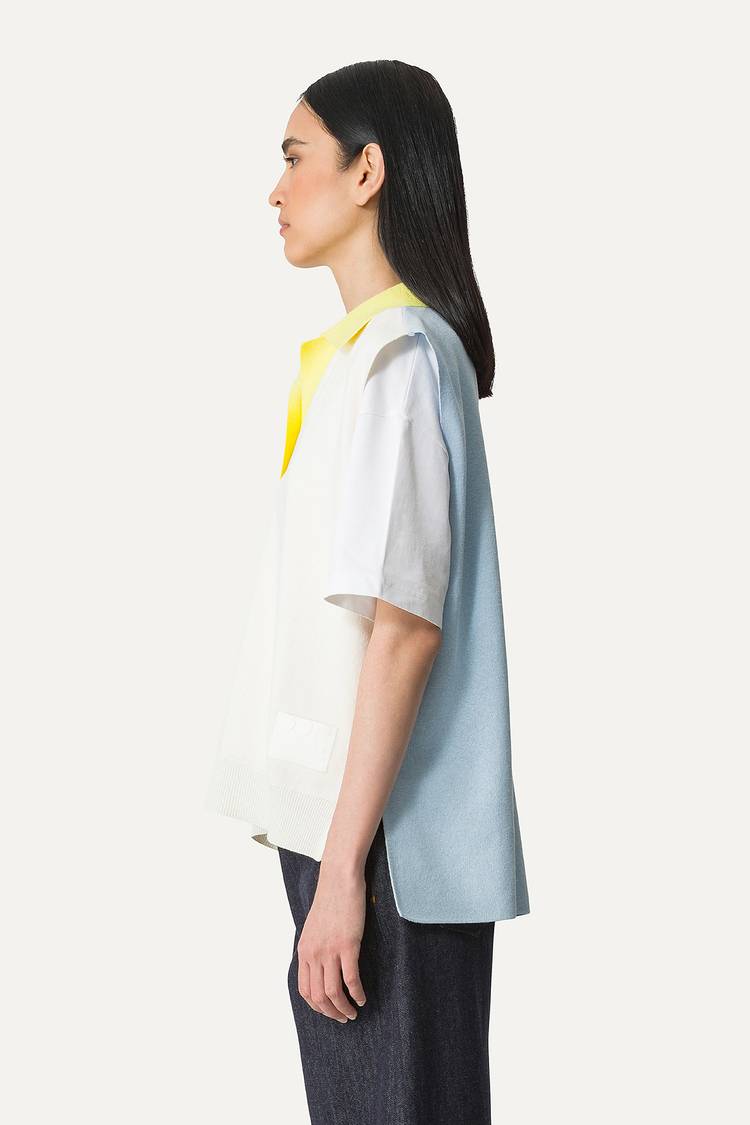 Oof Wear GILET COLORATO IN COTONE 4057 - PANNA/AZZURRO