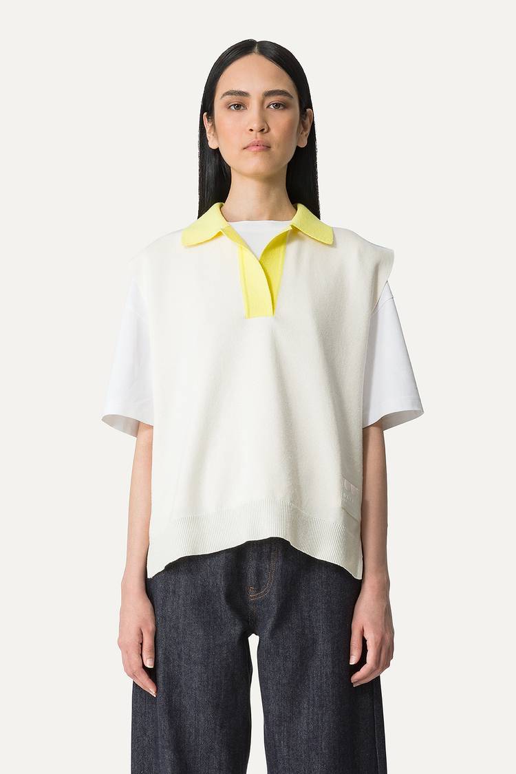 Oof Wear GILET COLORATO IN COTONE 4057 - PANNA/AZZURRO