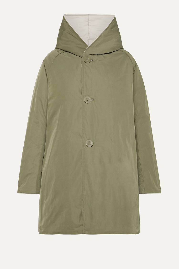 Oof Wear IMPERMEABILE REVERSIBILE 9410 IN NYLON MEMORY CON CAPPUCCIO - PANNA/VERDE MILITARE