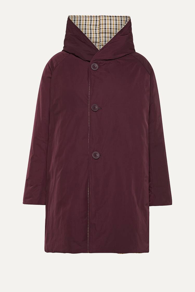 Oof Wear IMPERMEABILE REVERSIBILE 9410 IN NYLON MEMORY CON CAPPUCCIO - MARRONE/PRUGNA