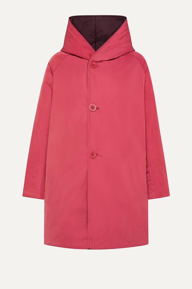 Oof Wear IMPERMEABILE REVERSIBILE 9410 IN NYLON MEMORY CON CAPPUCCIO - PRUGNA/DUST ROSE