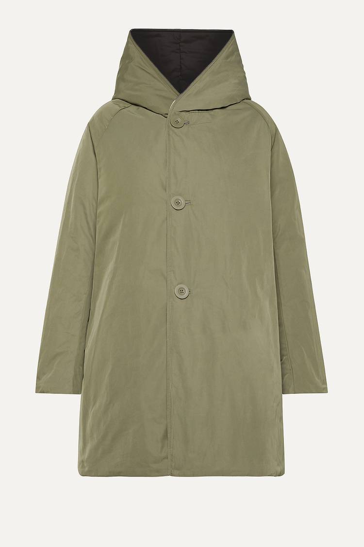 Oof Wear IMPERMEABILE REVERSIBILE 9410 IN NYLON MEMORY CON CAPPUCCIO - NERO/VERDE MIMETICO