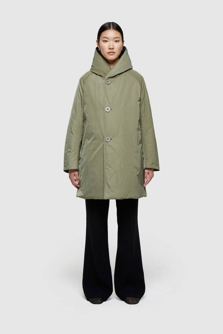 Oof Wear IMPERMEABILE REVERSIBILE 9410 IN NYLON MEMORY CON CAPPUCCIO - NERO/VERDE MIMETICO