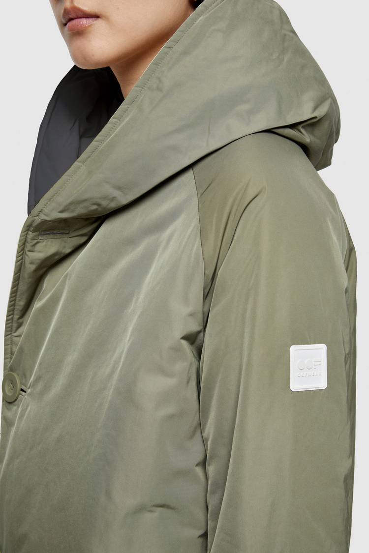 Oof Wear IMPERMEABILE REVERSIBILE 9410 IN NYLON MEMORY CON CAPPUCCIO - NERO/VERDE MIMETICO