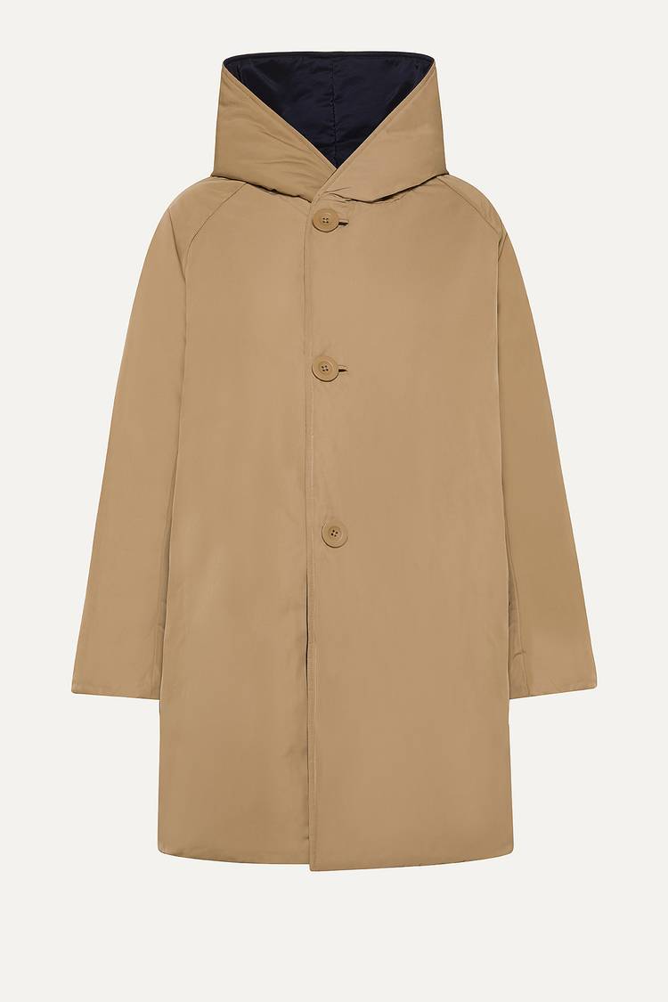 Oof Wear IMPERMEABILE REVERSIBILE 9410 IN NYLON MEMORY CON CAPPUCCIO - BLU NOTTE/CAMMELLO