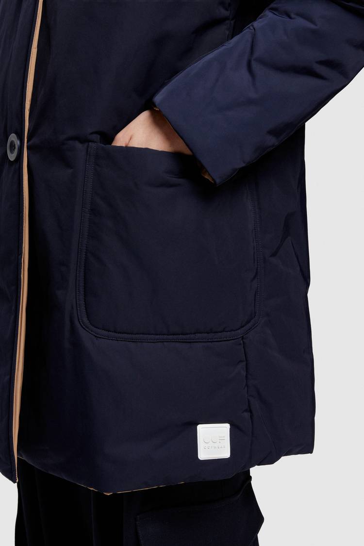 Oof Wear IMPERMEABILE REVERSIBILE 9410 IN NYLON MEMORY CON CAPPUCCIO - BLU NOTTE/CAMMELLO